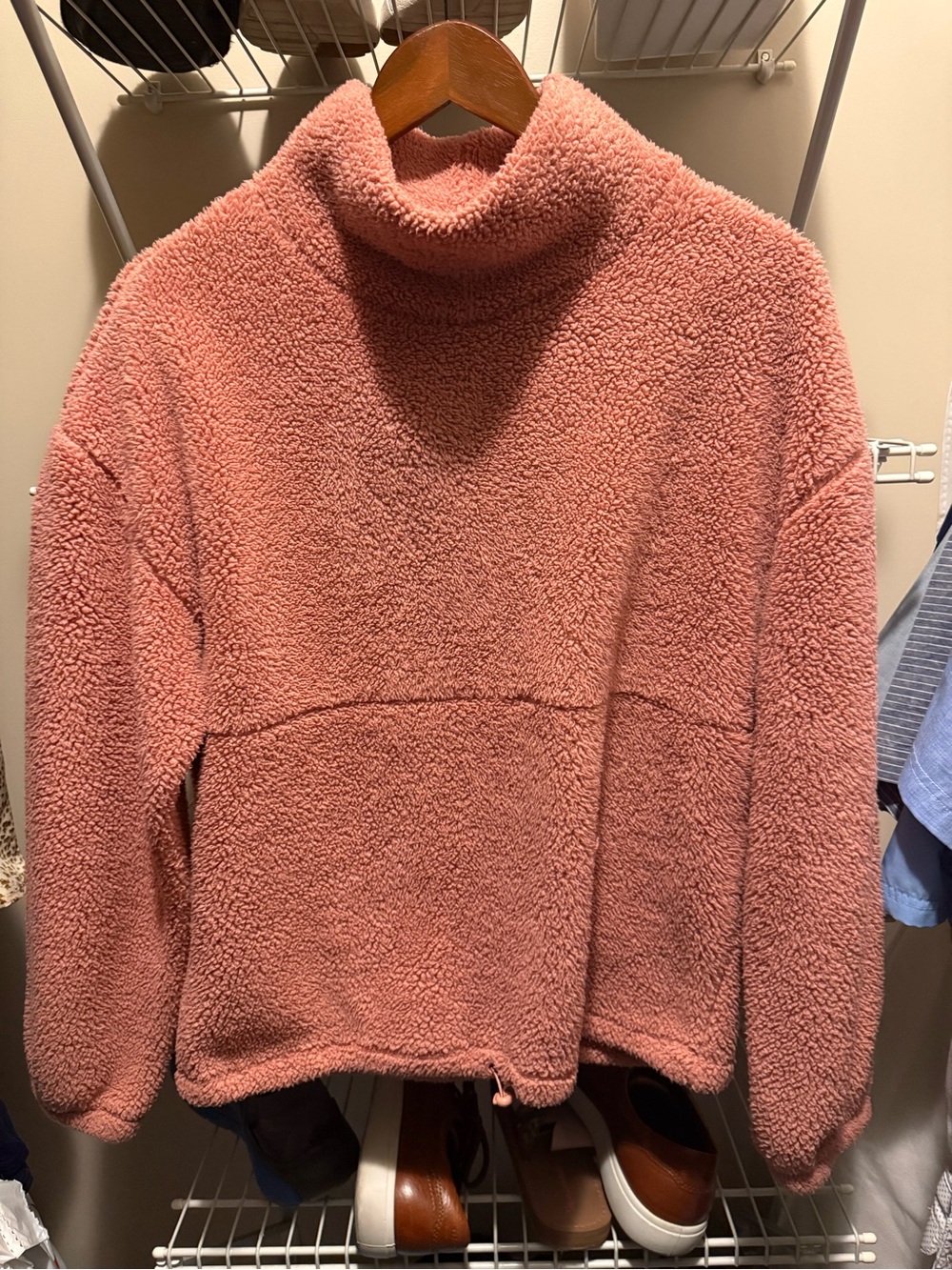 Women's Sherpa Turtleneck Pullover Sweater - Dusty Rose